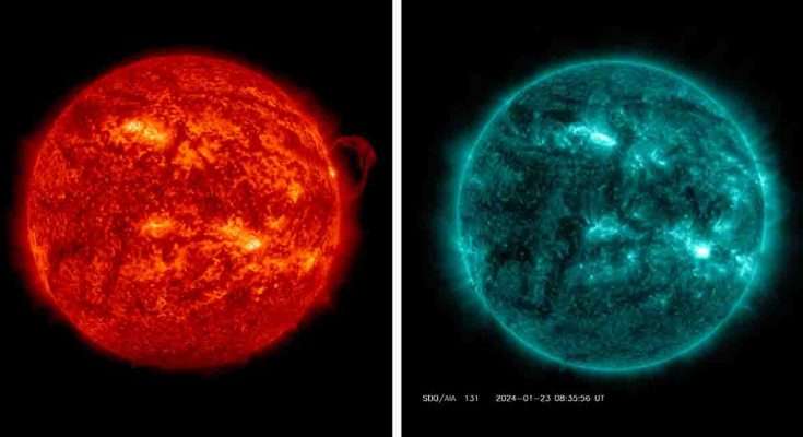 Un brillamento e una doppia esplosione sul Sole