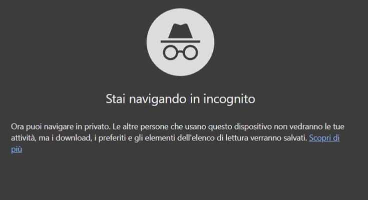 modalità incognito google