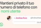 WhatsApp introduce i nickname: privacy garantita senza numero visibile