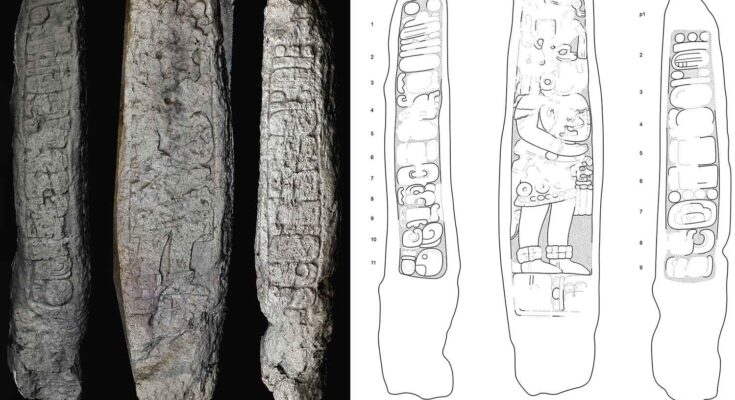 Stele 46. Lato sinistro, facciata frontale e lato destro