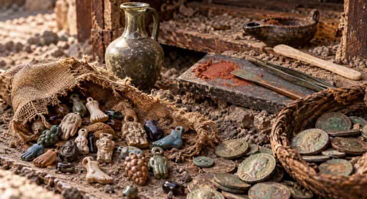 Pompei ritrovamenti trucco monete e amuleti