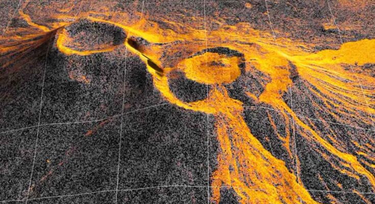 eruzione vulcanica ripresa da un satellite NASA